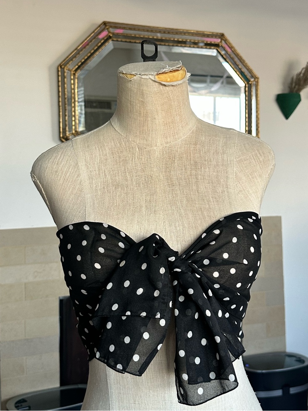 black & white polka dot scarf